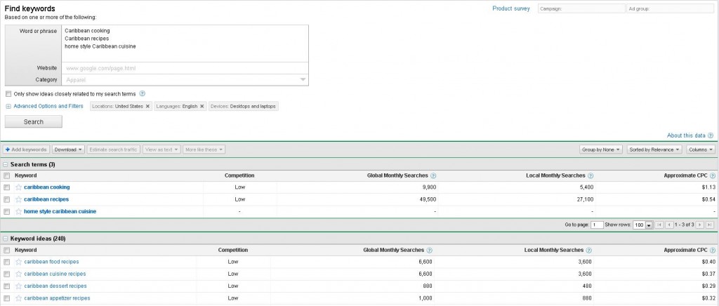 Using Google Adwords Keyword Tool for Keyword Research