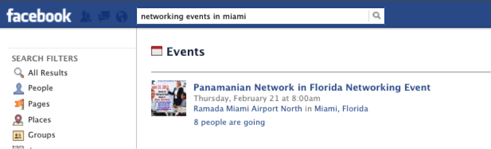 find networking events with facebook's search graph