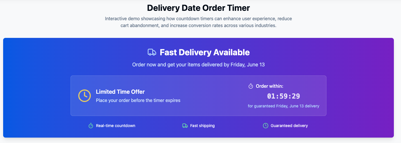 Delivery Date Order Timer
