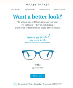 warby parker abandoned cart