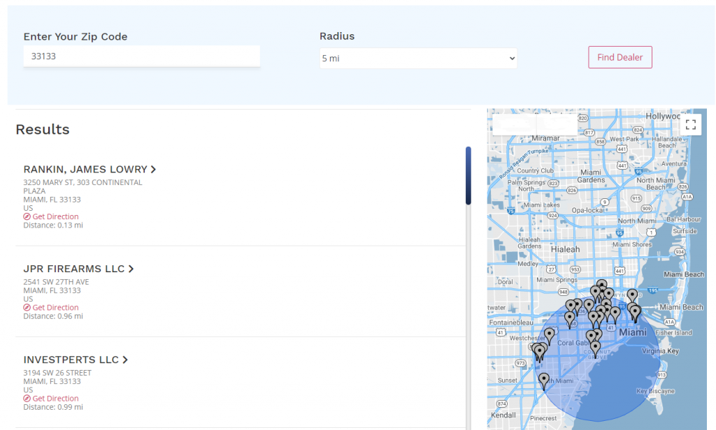 FFl API Gun Dealer Locator