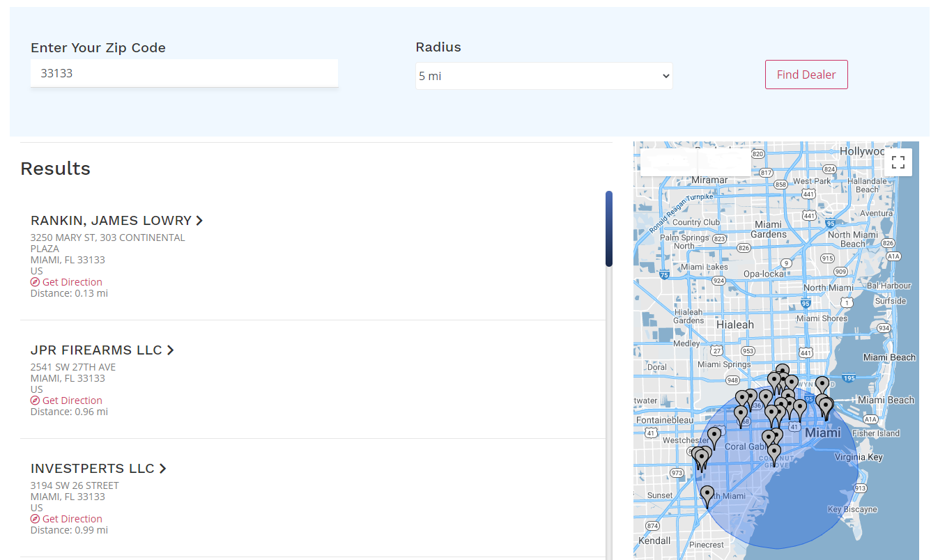 FFl API Gun Dealer Locator