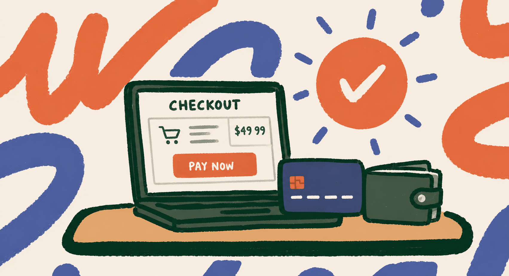 Online checkout payment interface illustration showing Shopify Scripts checkout logic