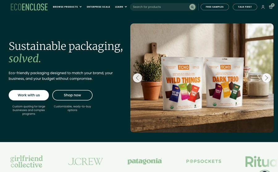 EcoEnclose storefront, replatformed to BigCommerce by Optimum7