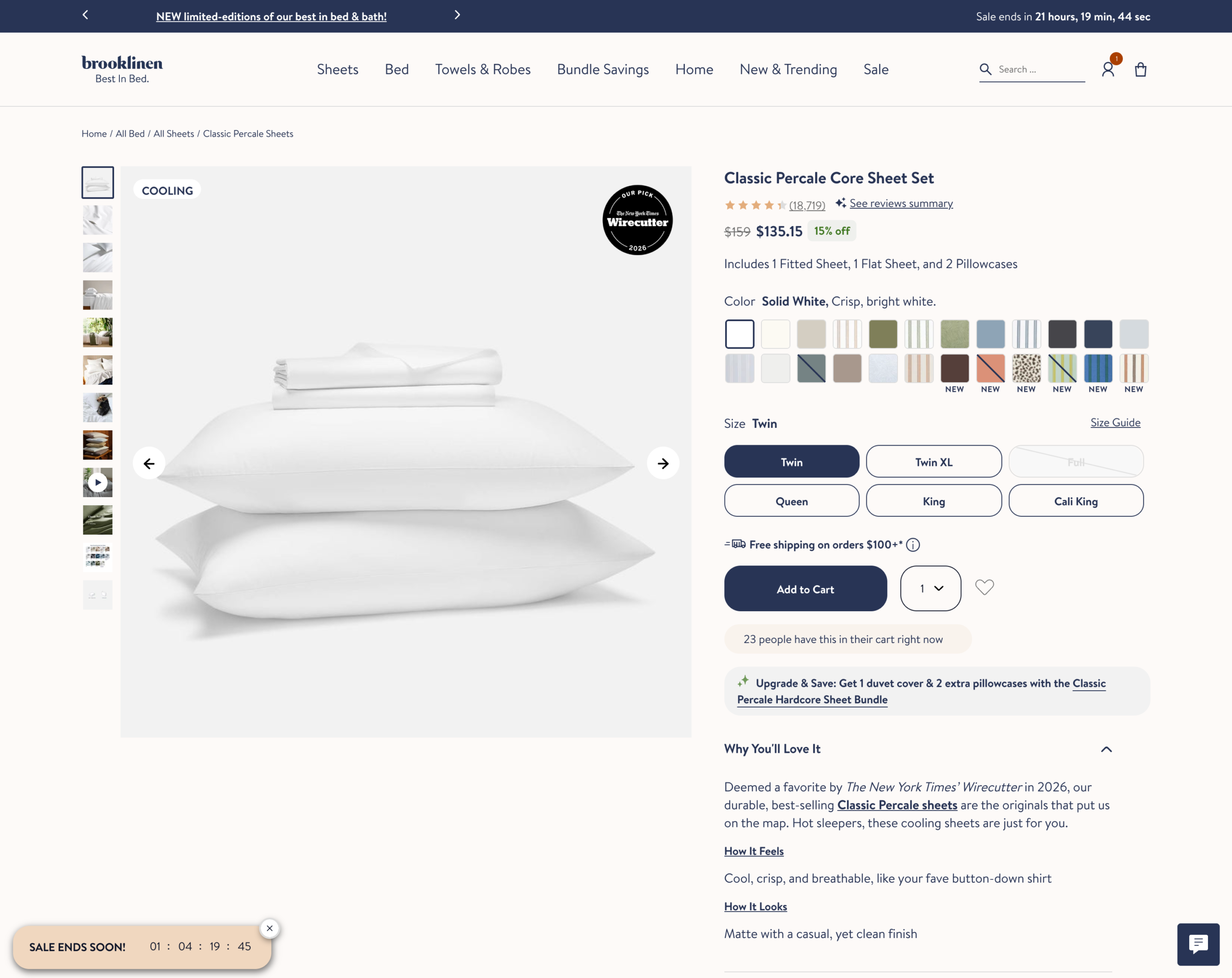 A live ecommerce product page with image gallery, star ratings, price, and an add-to-cart button, the surface where a visitor decides to buy
